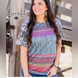 Crazy Train Pink and Gray Graphic Tee